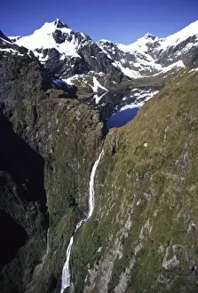 Great Walk Prints: New Zealand, Sutherland Falls, dropping 580m from Lake Quill, Fiordland National