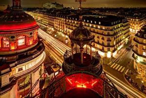 Traffic Prints: Night time Paris skyline from balcony