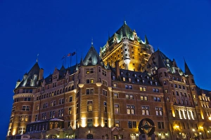 Colonial Prints: Night view of Chateau Frontenac Hotel, Quebec City, Canada
