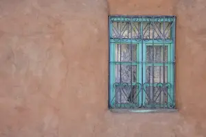 Santa Fe Prints: NM, New Mexico, Santa Fe, turquoise colored window