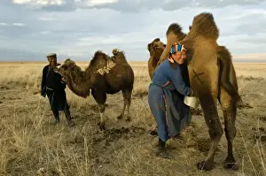 Milking Prints: Nomad couple, Gunzel & Zandankhuu milking camels (MR)