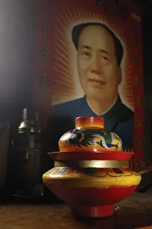 Images Dated 1st June 2006: Noodle bowl in Kitchen or cooking area inside of a Tibetan house. Zhongdian. Deqin