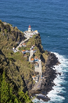 Portuguese Prints: Nordeste, Sao Miguel, Azores, Portugal. The Arnel Point Lighthouse on Sao Miguel Island