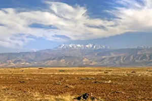 Foothill Prints: North Africa; Africa; Morocco. The majestic Atlas Mountains form a scenic backdrop