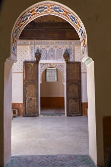 North Africa, Morocco, Marrakech. Inside a house. Zelij traditional Moroccan tiles