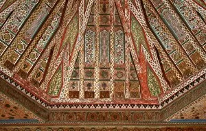 Images Dated 10th January 2007: North Africa, Morocco, Marrakesh. Zellij woodwork ceiling of El Bahia Palace