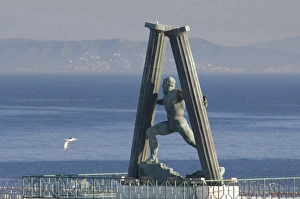Images Dated 1st June 2010: North Africa, Spanish Morocco, Ceuta. Pillars of Hercules sculpture overlooking