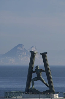Images Dated 1st June 2010: North Africa, Spanish Morocco, Ceuta. Pillars of Hercules sculpture overlooking