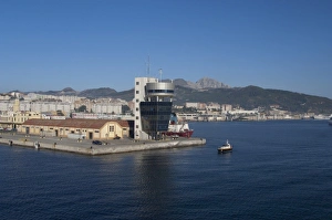 Images Dated 1st June 2010: North Africa, Spanish Morocco, Ceuta. Port of Ceuta dockside control tower