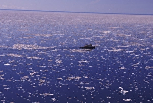Melt Prints: North America, Canada, Baffin Island. 2nd year ice melting, global warming