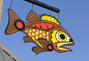Images Dated 21st July 2009: North America, Canada, British Columbia, Vancouver Island. Painted Rock Cod sign