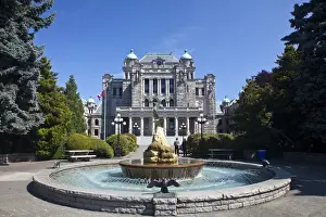 Images Dated 17th July 2009: North America; Canada; British Columbia; Victoria; Fountain in Front of Parliament Building
