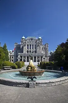 Images Dated 17th July 2009: North America; Canada; British Columbia; Victoria; Fountain in Front of Parliament Building