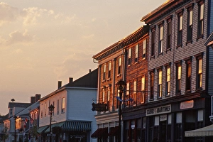 North America, Canada, New Brunswick, St Andrews. The light of the setting sun reflected