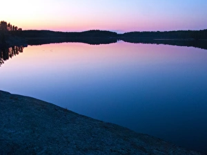 Images Dated 22nd May 2015: North America, Canada, Ontario, Quetico Park, Lake Kawnipi. wilderness, Pink Sunset