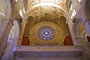 Images Dated 27th August 2007: North America, Canada, Quebec, Sainte-Anne-de-Beaupre. Stained glass rose window