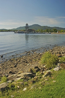 Images Dated 27th August 2007: North America, Canada, Quebec, Eastern Townships, Magog. A beach in Pointe-Merry