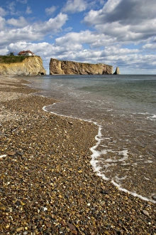 North America, Canada, Quebec, Gaspe Bay, Perce Rock and Beach