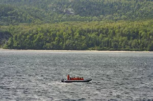 Images Dated 26th August 2007: North America, Canada, Quebec, North Shore. A small whale watch boat passing by