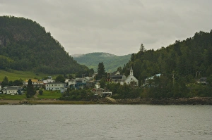 North America, Canada, Quebec, Saguenay, Sainte-Rose-du-Nord. House, church