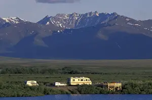 Drive Prints: North America, Canada, Yukon. RV along Dempster Highway near Black Fork Pass