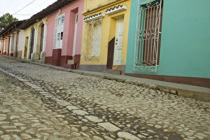 Images Dated 30th January 2013: North America, Caribbean, Cuba, Trinidad, traditional cobblestone street, Trinidad