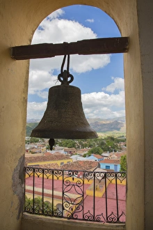 Images Dated 29th January 2013: North America, Caribbean, Cuba, Trinidad, giant bell and view from tower of Church
