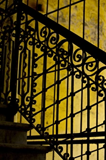 Mechanic Prints: North America, Caribbean, Cuba, Havana, railing and ironwork in apartment (silhouette)