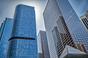 Images Dated 8th April 2012: North America, Los Angeles, California. Skyscrapers and building reflections