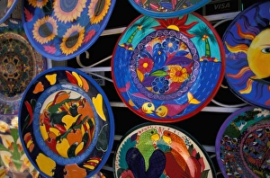 North America, Mexico, Baja California Sur, Cabo San Lucas Colorful plates, tourist