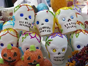 Celebration Prints: North America; Mexico; Dolores Hidalgo; Candy Sculls Laid out for Sale During Day of