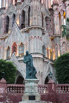 Lights Prints: North America; Mexico; San Migel de Allende; Statue at the Parroquia Archangel Church