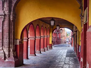North America; Mexico; San Migel de Allende; Back streets of the town with colorful