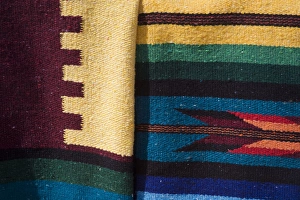 Images Dated 19th February 2007: North America, Mexico, Yucatan, Progreso. Colorful blankets in the artisans market