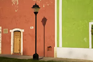 Images Dated 21st February 2007: North America, Mexico, Yucatan, Valladolid. Lamppost and doorway in the town of