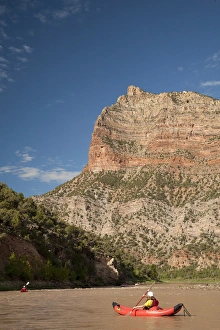 Green River Prints: North America, United States, Utah, Dinosaur National Monument, Green River, kayak