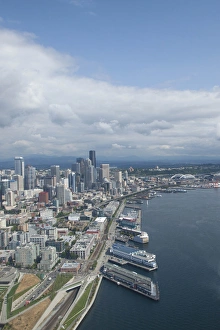 Images Dated 26th July 2011: North America, United States, Washington, Seattle aerial view of downtown skycrapers