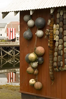 Images Dated 30th July 2005: North America, USA, AK, Inside Passage. Commercial fishing accoutrements hang on building