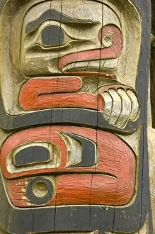 North America, USA, AK, Inside Passage, Kake. Tlingit Totem Pole detail