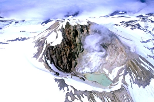 Images Dated 2nd August 2006: North America, USA, Alaska, Katmai National Park. Steam emits from the volcanic crater