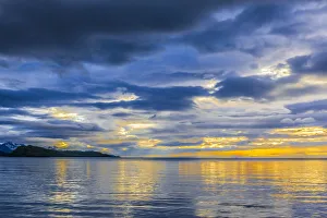 Quiet Prints: North America, USA, Alaska, Katmai National Park, Hallo Bay. Sunrise over the ocean
