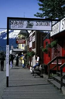 North America, USA, Alaska, Skagway. Shops on Broadway