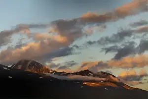 Amber Prints: North America; USA; Alaska; Thompson Pass; Evening Light on the Mountain of Thompson Pass