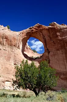 North America, USA, Arizona, Window Rock. Famous rock formation. Window Rock is the