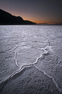 Images Dated 27th November 2011: North America, USA, California. First light over salt pans at Badwater, Death Valley