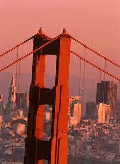 Images Dated 31st August 2003: North America, USA, California, San Francisco Golden Gate Bridge and city skyline
