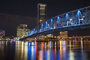 Riverfront Prints: North America; USA; Florida; Jacksonville; The Main Street Bridge also known as