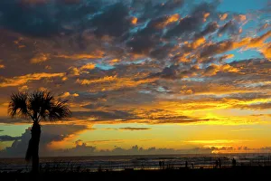 Siesta Prints: North America, USA, Florida, Sarasota, Siesta Key, Seascape at Sunset