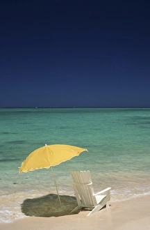 Beach Chair Prints: North America, USA, Hawaii. Beach chair and umbrella
