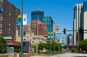 Center Prints: North America, USA, Minnesota, Minneapolis Skyline from Convention Center